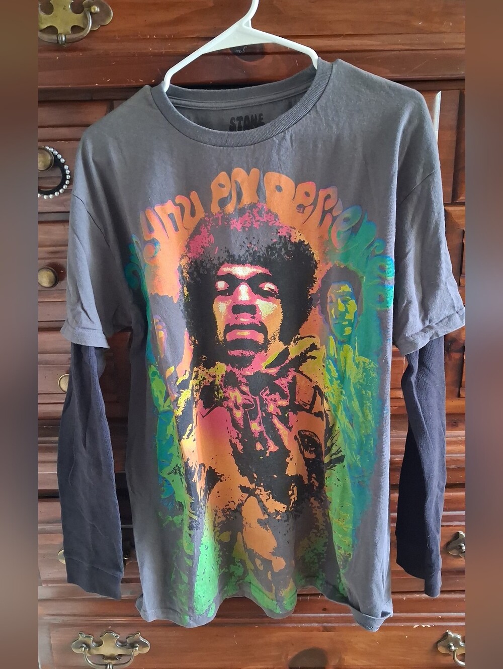 Jimi Hendrix Psychedelic Graphic Long Sleeve Tee - Charcoal